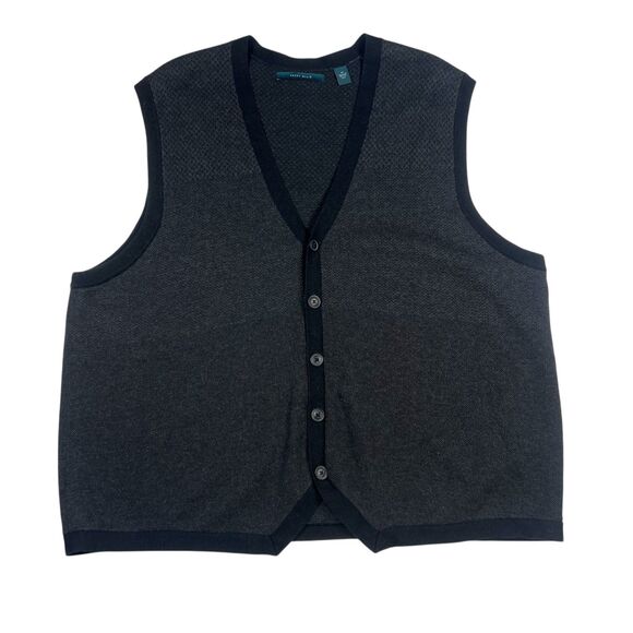 Perry Ellis Mens Sweater Vest 2X Wool Blend Gray Preppy Classic Style Old Money - Picture 1 of 3